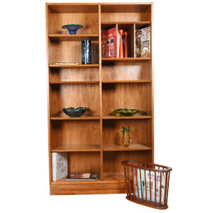 Danish Walnut 42″ Adjustable Tall Bookcase + Magazine / Vinyl Record Dividers