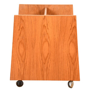 Norwegian Modern Teak Rolling Vinyl / Magazine Storage Cart