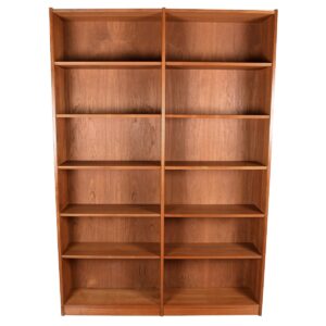 Danish Modern Teak Adjustable Shelves Tall + Wide Bookcase