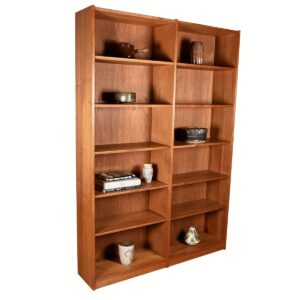 Danish Modern Teak Adjustable Shelves Tall + Wide Bookcase