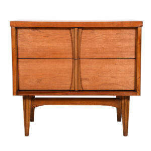 Mid-Century Modern 2-Drawer Nightstand with Sculptural Pulls