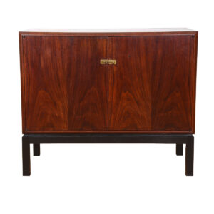 Mid-century Modern 2-Door Decorator Cabinet in Walnut with Brass Latch