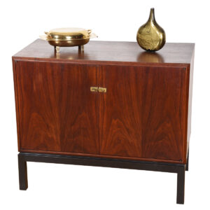 Mid-century Modern 2-Door Decorator Cabinet in Walnut with Brass Latch