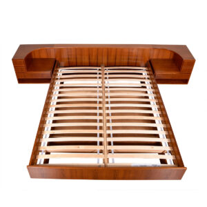 Queen Danish Teak Bed w/ Attached 3-Drawer Nightstands + Hidden Storage Drawers Below
