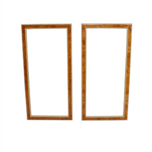 Pair of Milo Baughman Burled Wood Accented Wall Mirrors