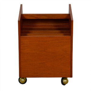 Norwegian Rolling Teak Mag / Vinyl Storage Cart