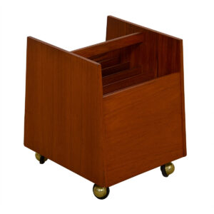 Norwegian Rolling Teak Mag / Vinyl Storage Cart