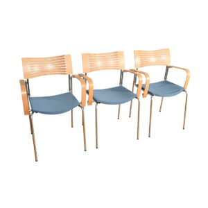 Set of Danish Bentwood & Chrome Stackable Arm Chairs