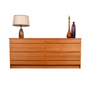 66″ Danish Modern Teak Dresser with 6-Deep-Drawers