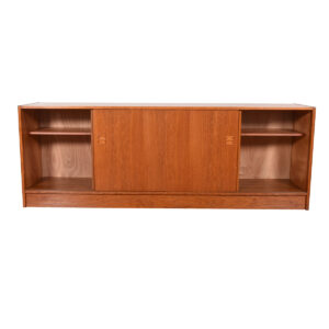 Danish Teak Room Divider / Vinyl Storage – Media Cabinet with Sliding Doors