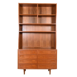 Compact Danish Modern Chest of Drawers with Bookcase Top in Teak
