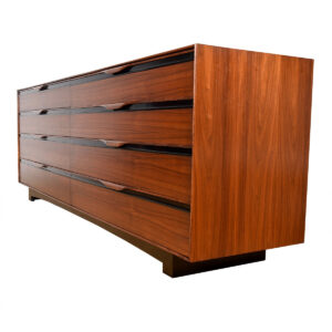 John Stuart Black & Walnut Long Dresser / Sideboard w/ Organic Pulls