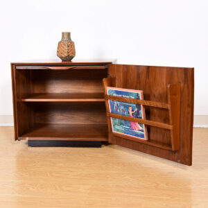 John Stuart Black & Walnut Pull-Out Shelf Nightstands w/ Organic Pulls