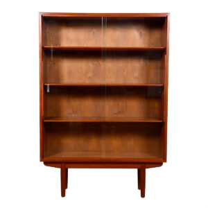 Børge Mogensen for Søborg Danish Teak Sliding Glass Door Adjustable Bookcase / Display Cabinet