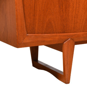 Dyrlund Danish Teak Sliding-Door Sideboard | Credenza w/ Sleigh Legs