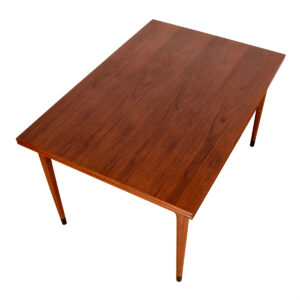 Danish Teak Rectangular Expanding Dining Table w/ Black Feet