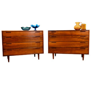 Pair of Old-Growth Walnut 4-Drawer Danish Chests