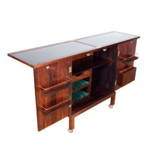 Norwegian Modern Expanding Bar Cart by Torbjorn Afdal in Rosewood