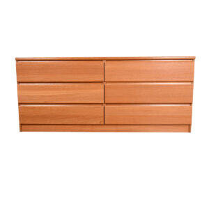 66″ Long MCM Dresser with Six Drawers and Sleek Pulls