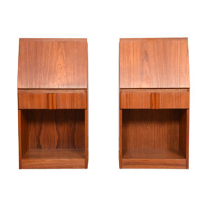 PAIR, Danish Modern Drop Front Nightstands in Teak