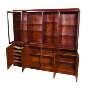 Lighted 2-Piece Danish Rosewood 4-Door Display Cabinet / Storage