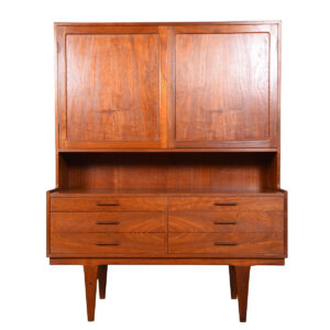 Danish Modern Teak Cupboard with Locking Doors & 6 Drawers