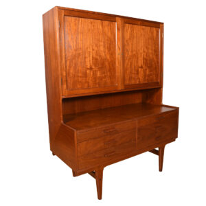 Danish Modern Teak Cupboard with Locking Doors & 6 Drawers