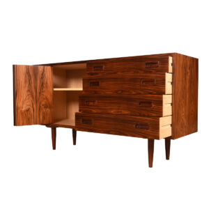 55″ Danish Rosewood Bi-Fold Sideboard | Media Cabinet