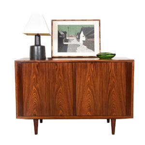 Apt-Sized 43″ Danish Rosewood Tambour Door Sideboard | Media Cabinet
