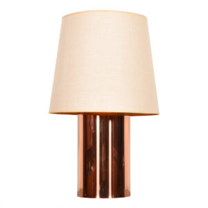 Mid Century Copper Cylinder Double-Socketed Table Lamp by Kovacs