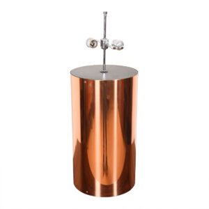 Mid Century Copper Cylinder Double-Socketed Table Lamp by Kovacs