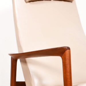 Reclining Swedish Modern Teak Lounge Chair + Adjustable Ottoman