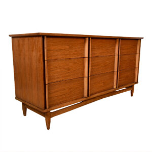 Mid Century Modern Walnut Long 9-Drawer Dresser