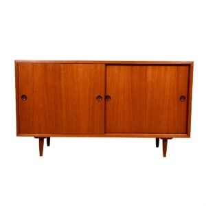 Borge Mogensen 53″ Danish Teak Sliding Door Credenza | Cabinet