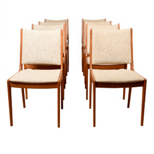 Set of 8 Teak Upholstered Johannes Andersen Dining Chairs