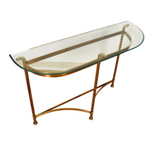 LaBarge Half-Moon Glass & Brass Console Table