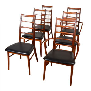 Set of 6 Danish Teak Koefoeds Hornslet (2 Arm + 4 Side) Dining Chairs