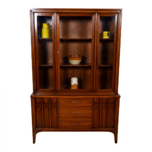 Kent Coffey Mid Century Modern Brasilia-Style Walnut Storage / Display Cabinet