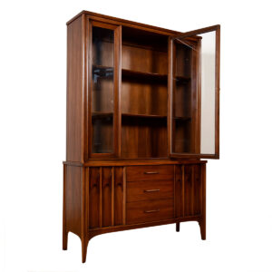Kent Coffey Mid Century Modern Brasilia-Style Walnut Storage / Display Cabinet