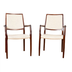 Pair of Danish Rosewood Niels Moller Tallback Upholstered Arm Chairs