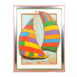 Vintage Silkscreen Sailboats Artwork