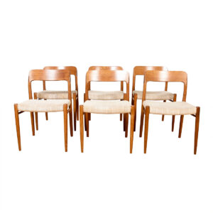 6 Danish Modern Oak (Model #75) Niels Moller Dining Chairs