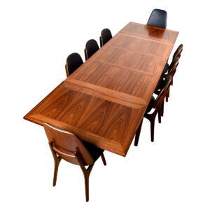 Danish Modern Rosewood Rectangular Expanding Cross-Grain Dining Table