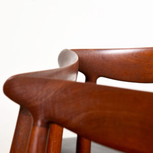Hans Wegner Leather Set of 6 Danish Modern Teak W2 Dining Chairs