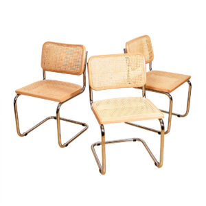 Marcel Breuer Cesca Mid Century Italian Caned Chrome Chairs