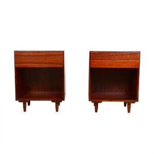 Pair of Split-Drawered Danish Modern Rosewood Nightstands
