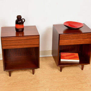 Pair of Split-Drawered Danish Modern Rosewood Nightstands