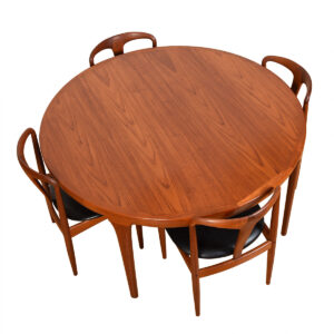Impressive 55″ Danish Teak Expanding Round Dining Table w: 3 Leaves