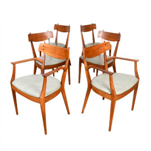 Set of 6 Drexel Declaration MCM Walnut Dining Chairs w: Rosewood Inlay