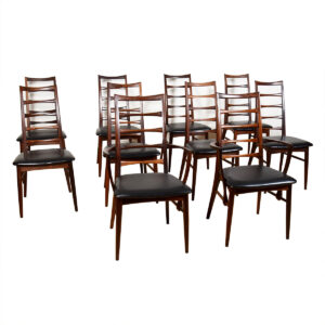 Set of 10 Danish Rosewood Koefoeds Hornslet (2 Arm + 8 Side) Dining Chairs